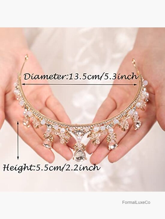 Crystal Pearl Crown Silver Flower Leaves Baroque Wedding Headband Headpiece